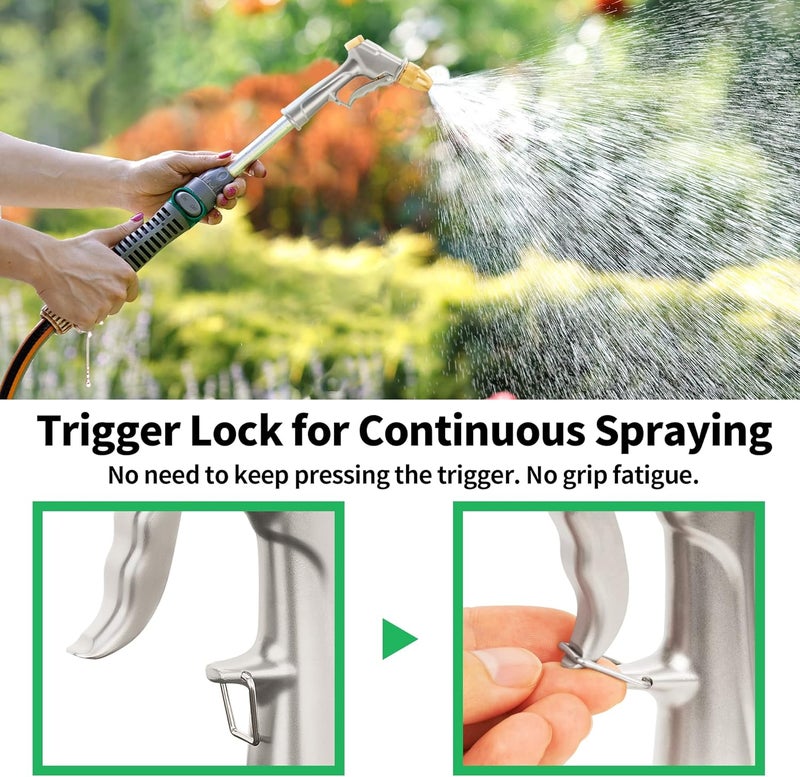 AUTOMAN Garden Hose Nozzle Sprayer - High Pressure 100% Metal Water Spray Nozzle With 4 Patterns - Heavy Duty for Watering Plants, Lawns, Washing Cars & Pets - Image 4